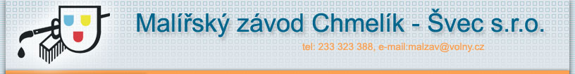 Malířský závod Chmelík - Švec s.r.o., tel.: 233323388, email:malzav@volny.cz